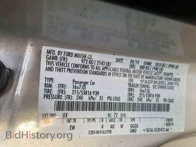 2014 FORD FOCUS SE - VIN: 1FADP3K20EL306172 - Фото 10