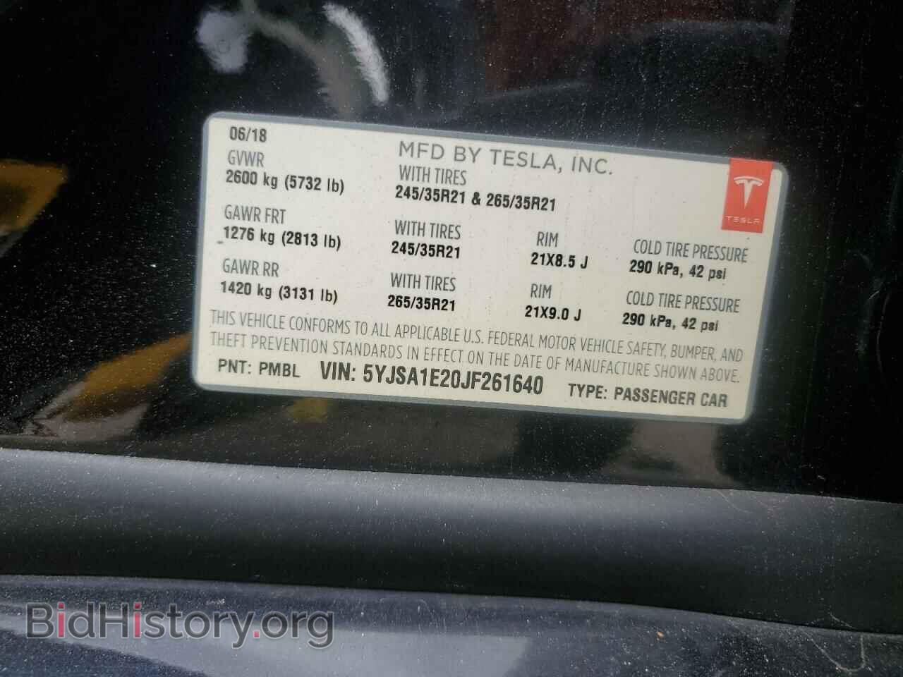 2018 TESLA MODEL S - VIN: 5YJSA1E20JF261640 - Photo 12