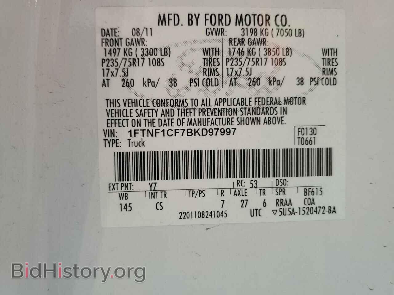 2011 FORD All Models - VIN: 1FTNF1CF7BKD97997 - Фото 12