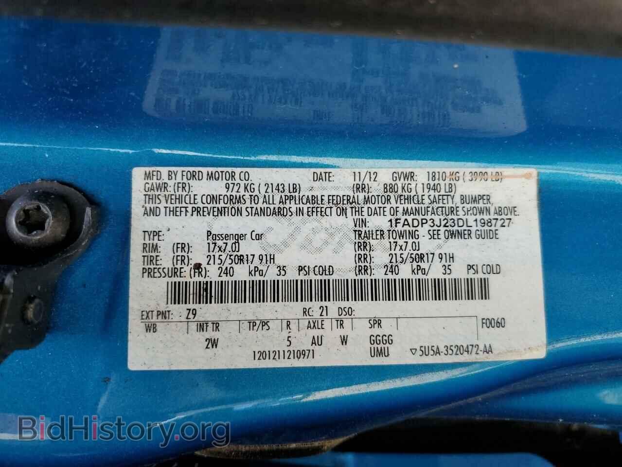 2013 FORD FOCUS - VIN: 1FADP3J23DL198727 - Фото 12