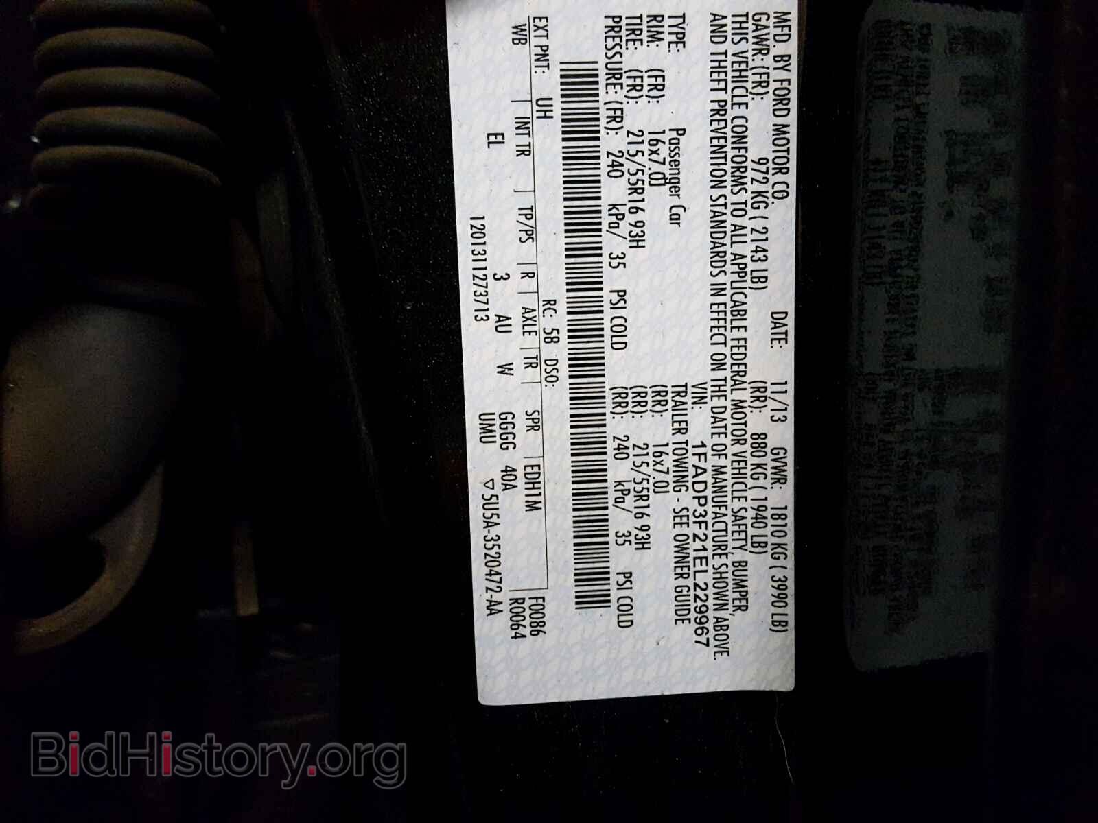 2014 FORD FOCUS - VIN: 1FADP3F21EL229967 - Фото 10