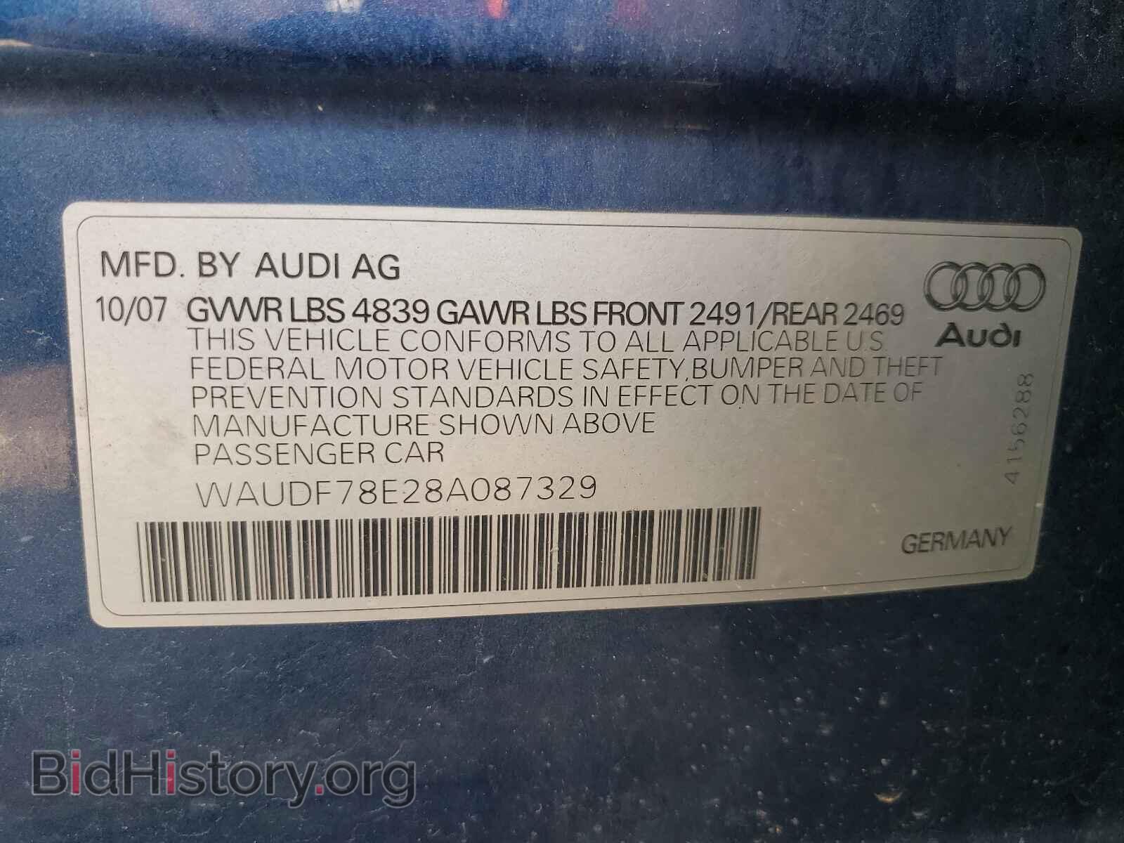 2008 AUDI A4 - VIN: WAUDF78E28A087329 - Photo 10