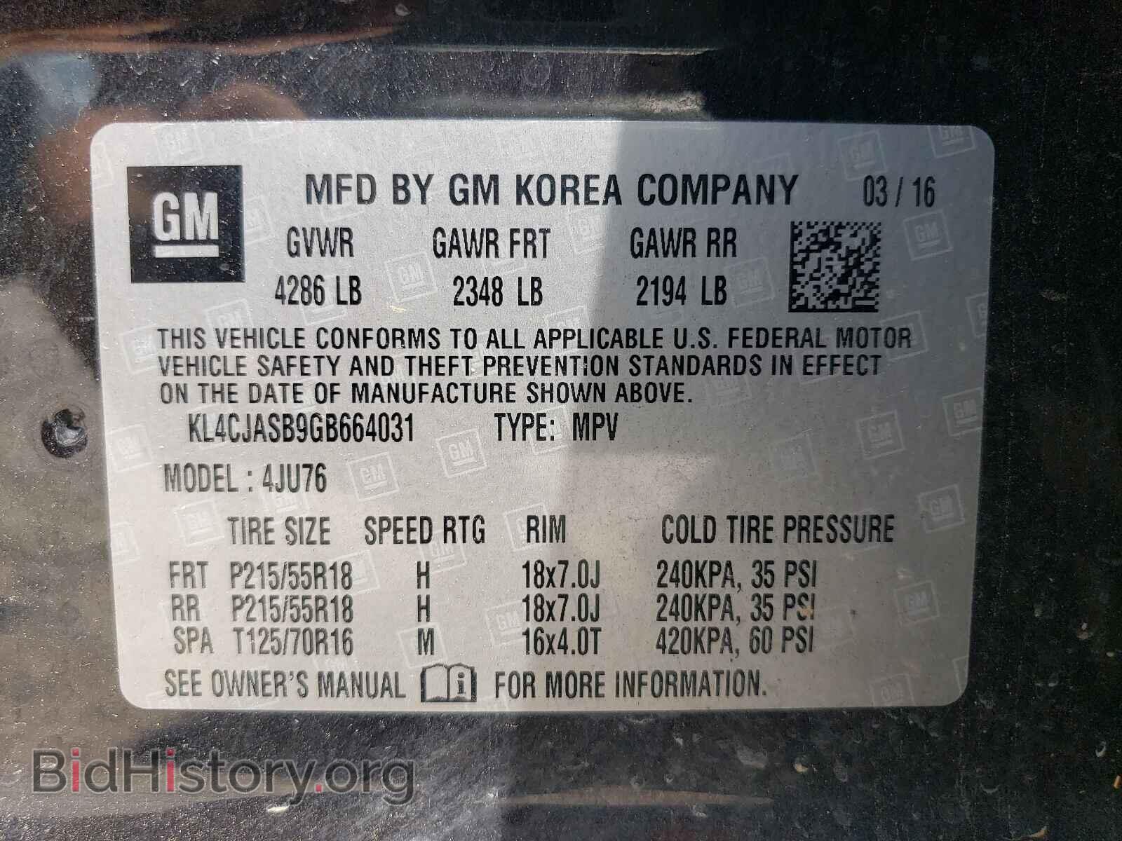2016 BUICK ENCORE - VIN: KL4CJASB9GB664031 - Фото 10