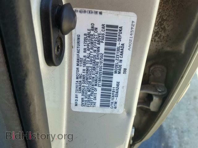 2003 TOYOTA COROLLA - VIN: 2T1BR32E93C107552 - Фото 10
