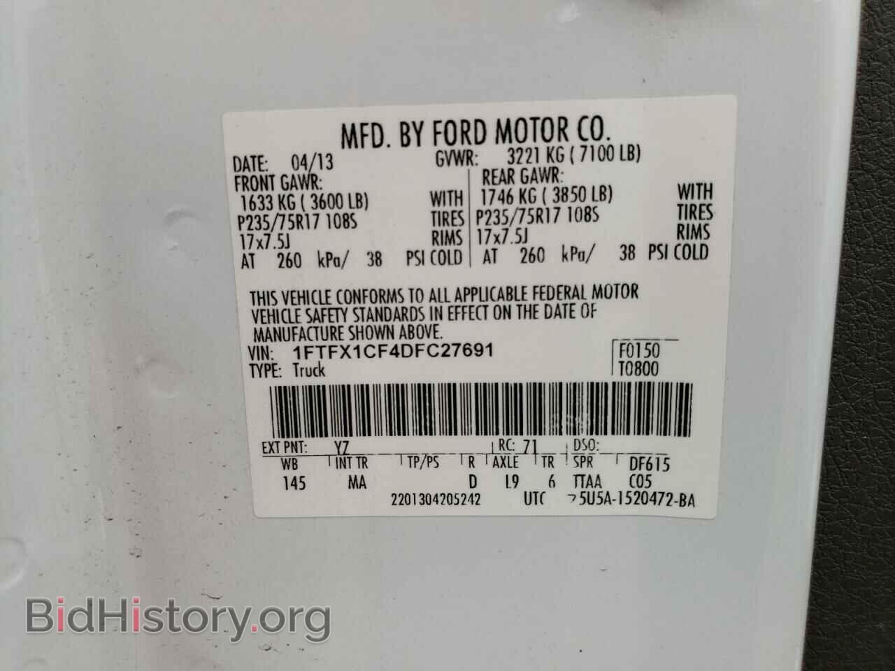 2013 FORD F-150 - VIN: 1FTFX1CF4DFC27691 - Фото 13