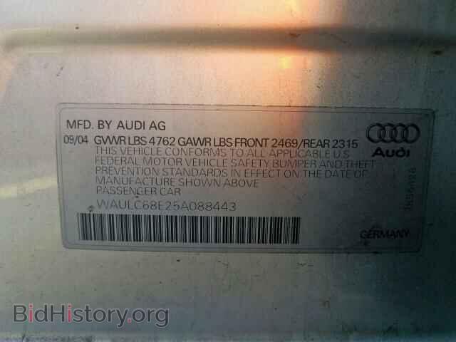 2005 AUDI A4 - VIN: WAULC68E25A088443 - Фото 10