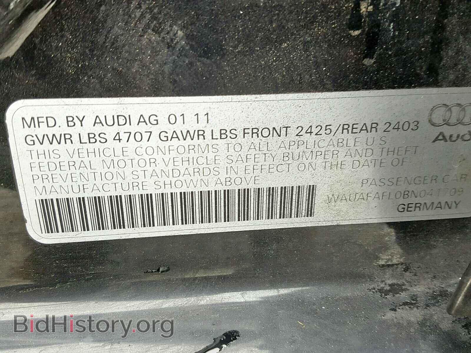 2011 AUDI A4 - VIN: WAUAFAFL0BN041709 - Фото 10