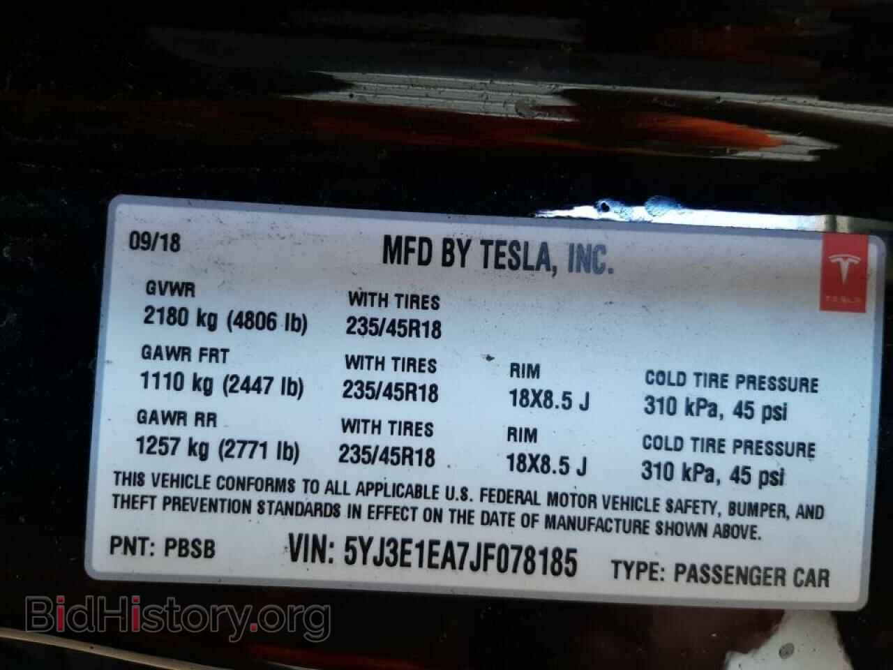 2018 TESLA MODEL 3 - VIN: 5YJ3E1EA7JF078185 - Photo 10