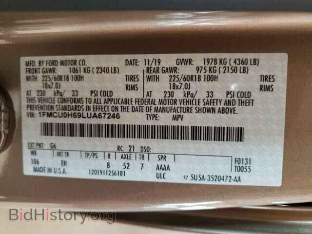 2020 FORD ESCAPE - VIN: 1FMCU0H69LUA67246 - Фото 10