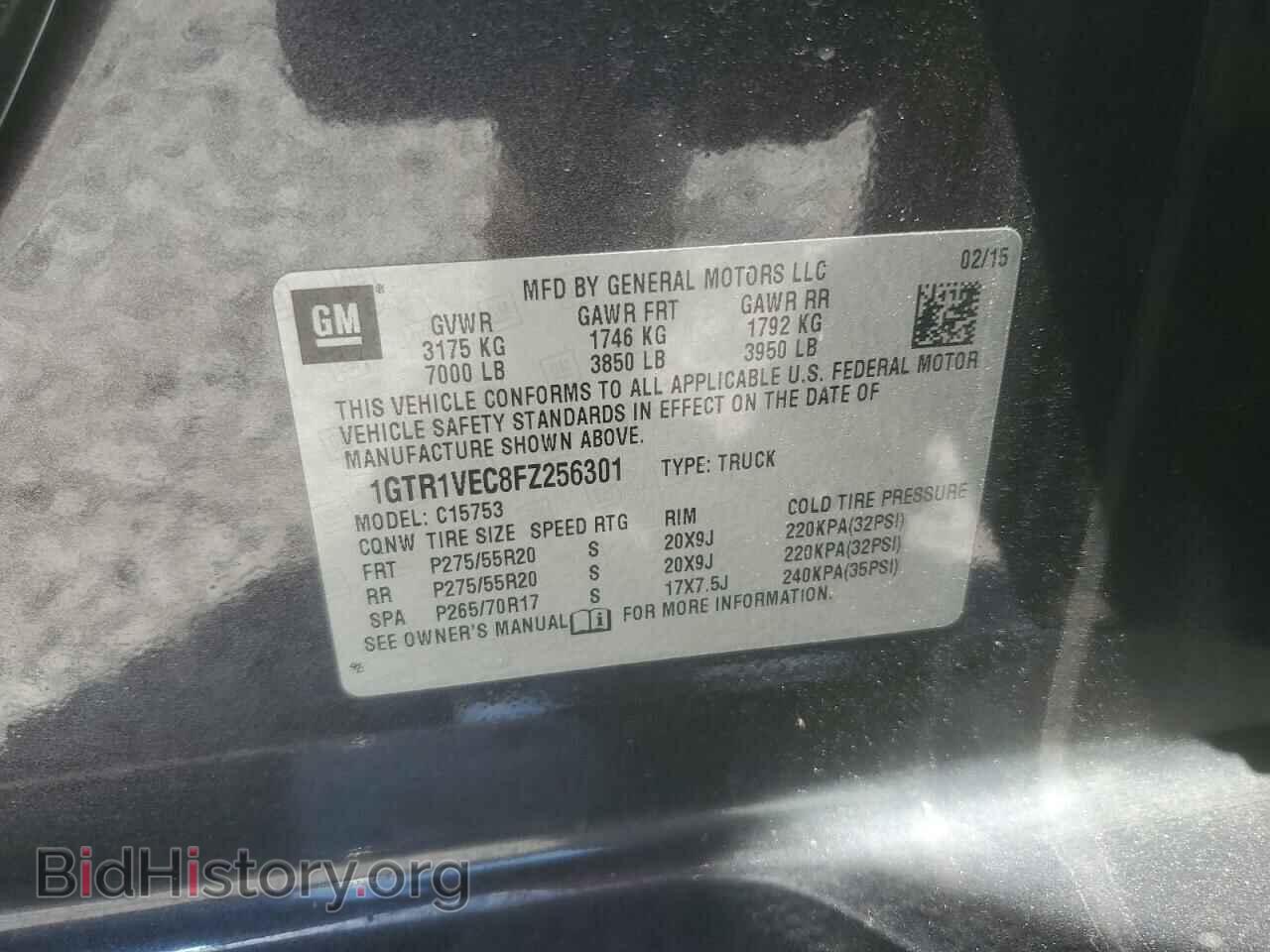 2015 GMC SIERRA - VIN: 1GTR1VEC8FZ256301 - Фото 12