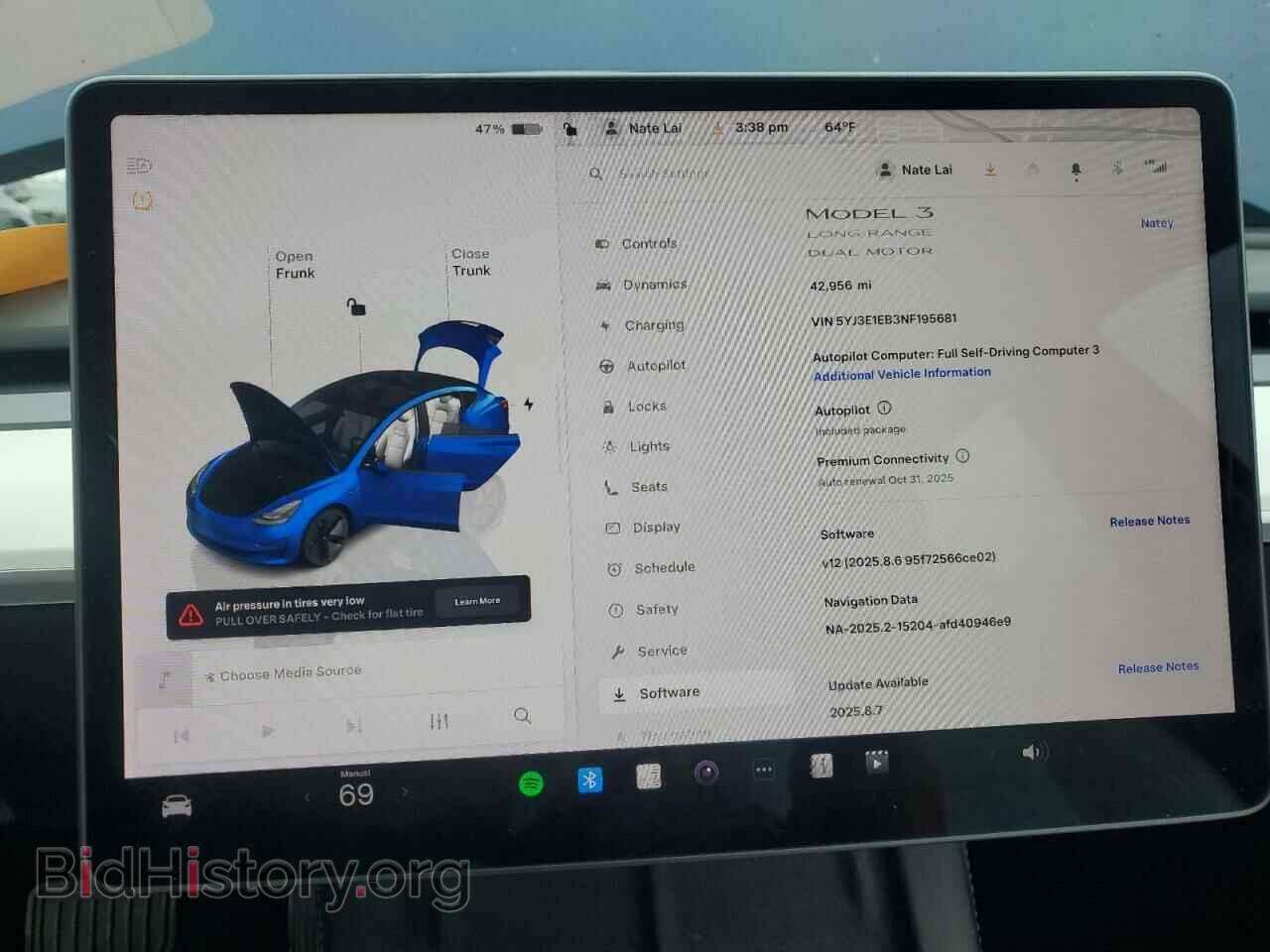 2022 TESLA MODEL 3 - VIN: 5YJ3E1EB3NF195681 - Фото 9