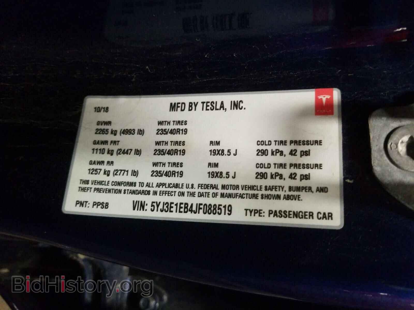 2018 TESLA MODEL 3 - VIN: 5YJ3E1EB4JF088519 - Photo 10