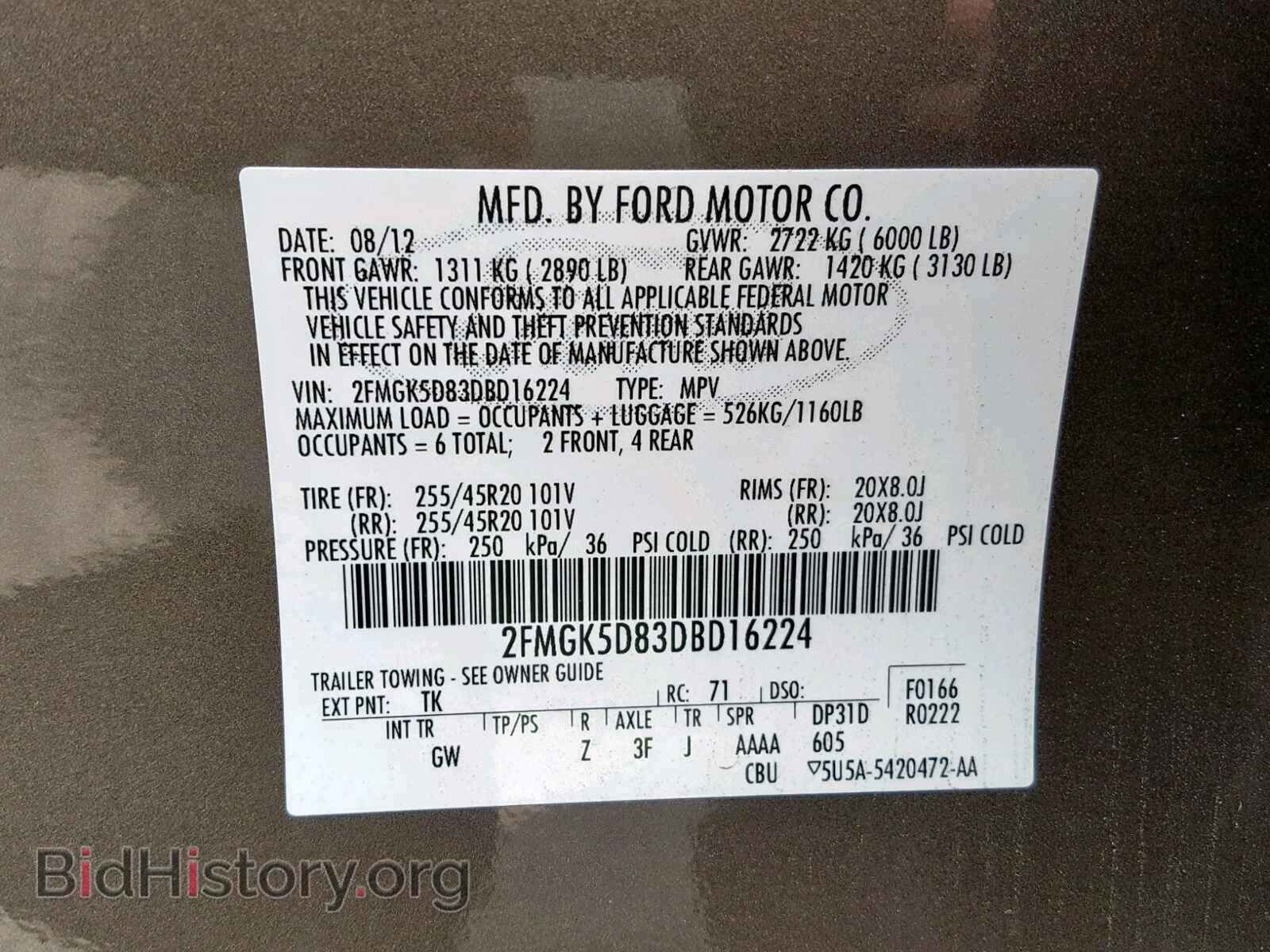 2013 FORD FLEX LIMIT - VIN: 2FMGK5D83DBD16224 - Фото 10