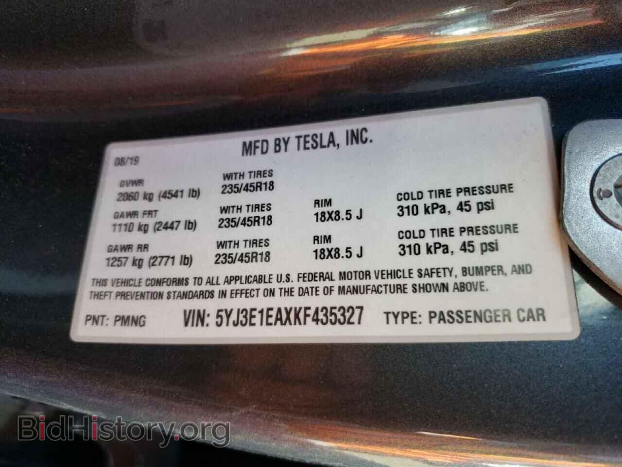 2019 TESLA MODEL 3 - VIN: 5YJ3E1EAXKF435327 - Photo 10