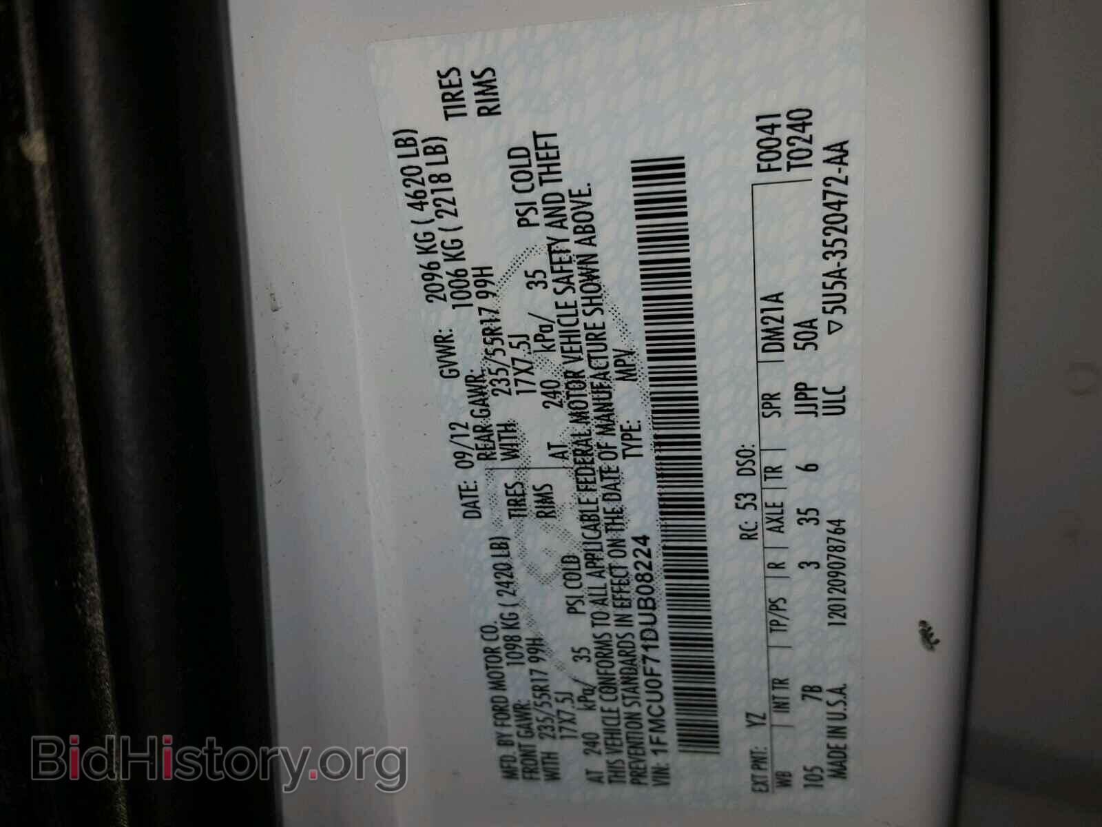 2013 FORD ESCAPE S - VIN: 1FMCU0F71DUB08224 - Фото 10
