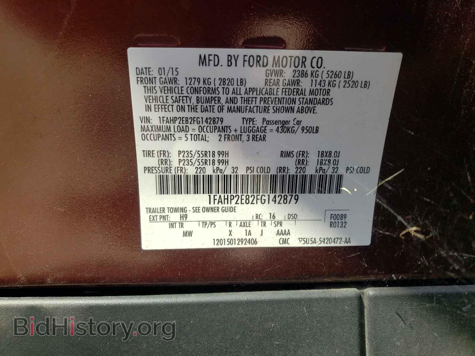 2015 FORD TAURUS - VIN: 1FAHP2E82FG142879 - Photo 10