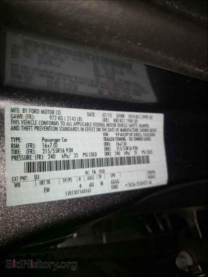 2014 FORD FOCUS - VIN: 1FADP3F28EL102388 - Фото 10
