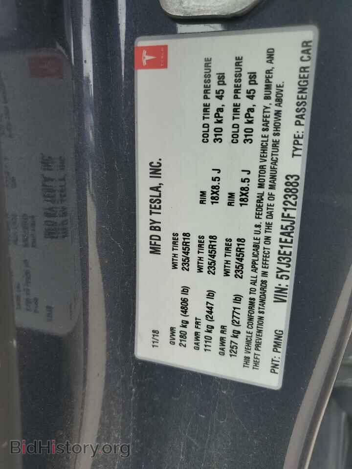 2018 TESLA MODEL 3 - VIN: 5YJ3E1EA5JF123883 - Фото 12