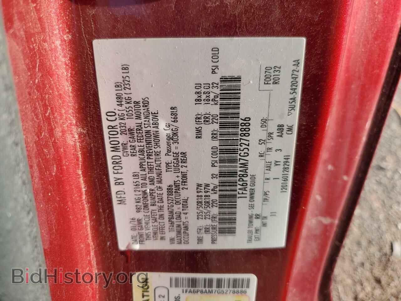 2016 FORD ALL Models - VIN: 1FA6P8AM7G5278886 - Фото 12