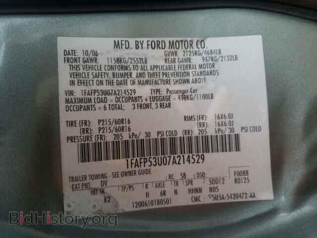 2007 FORD TAURUS - VIN: 1FAFP53U07A214529 - Photo 10