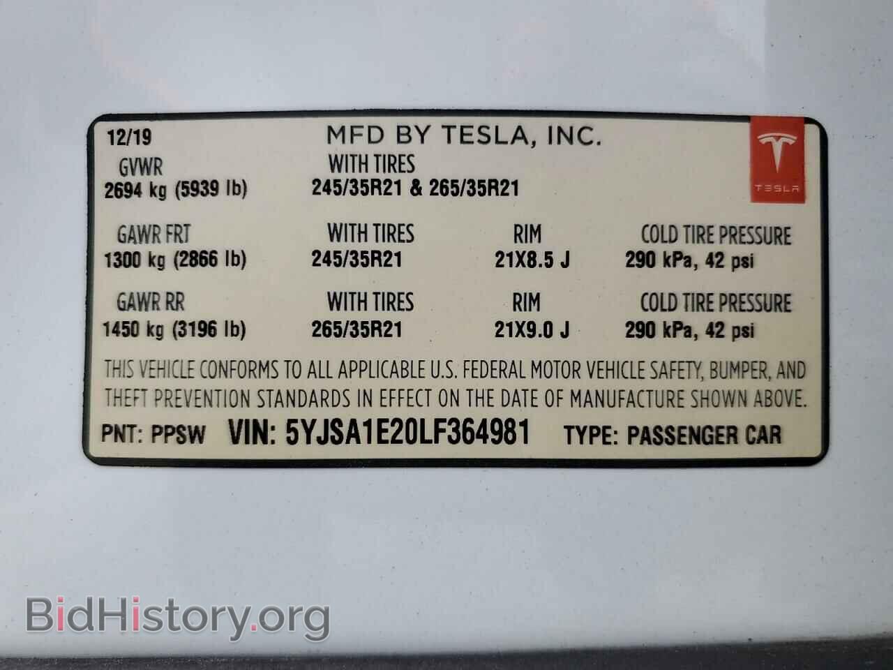 2020 TESLA MODEL S - VIN: 5YJSA1E20LF364981 - Photo 12