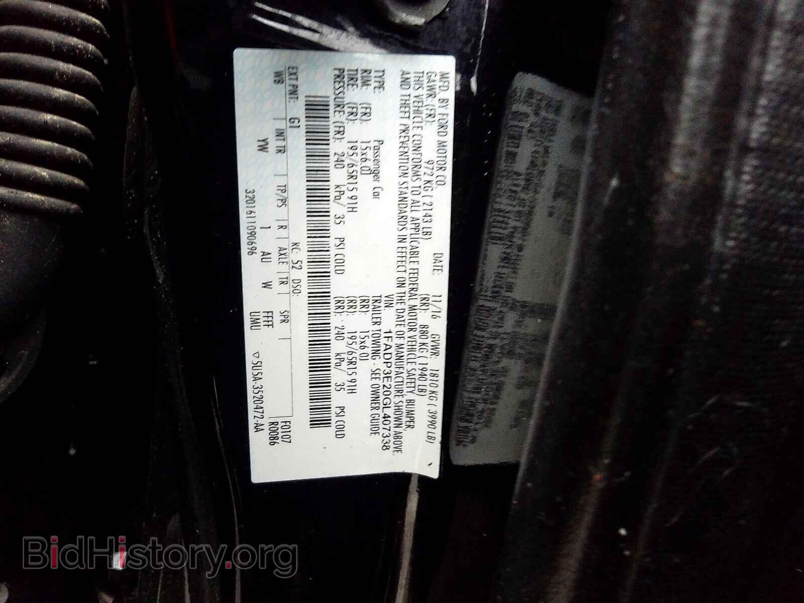 2016 FORD FOCUS - VIN: 1FADP3E20GL407338 - Фото 10