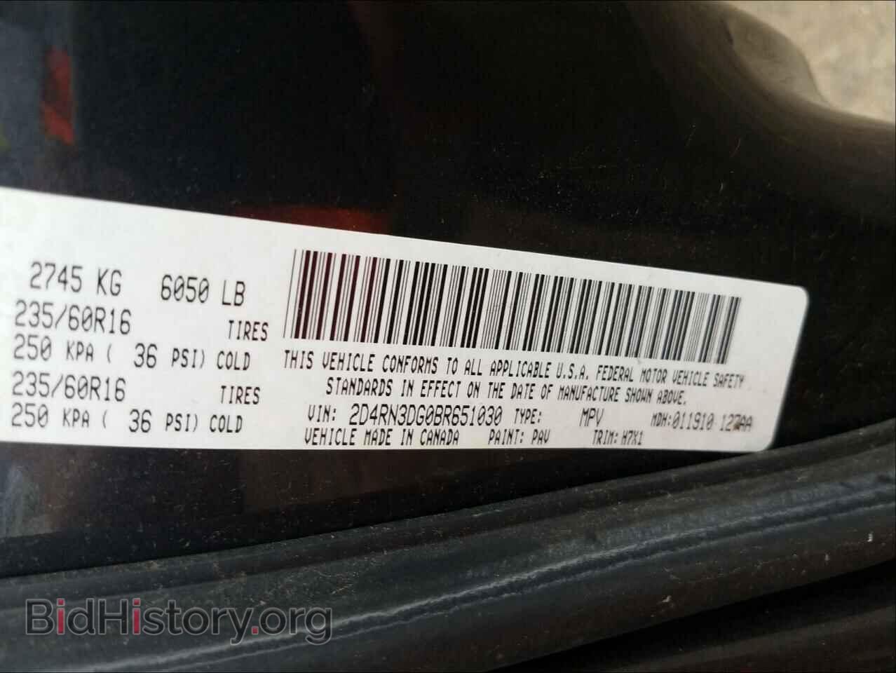 2011 DODGE GRAND CARA - VIN: 2D4RN3DG0BR651030 - Фото 10