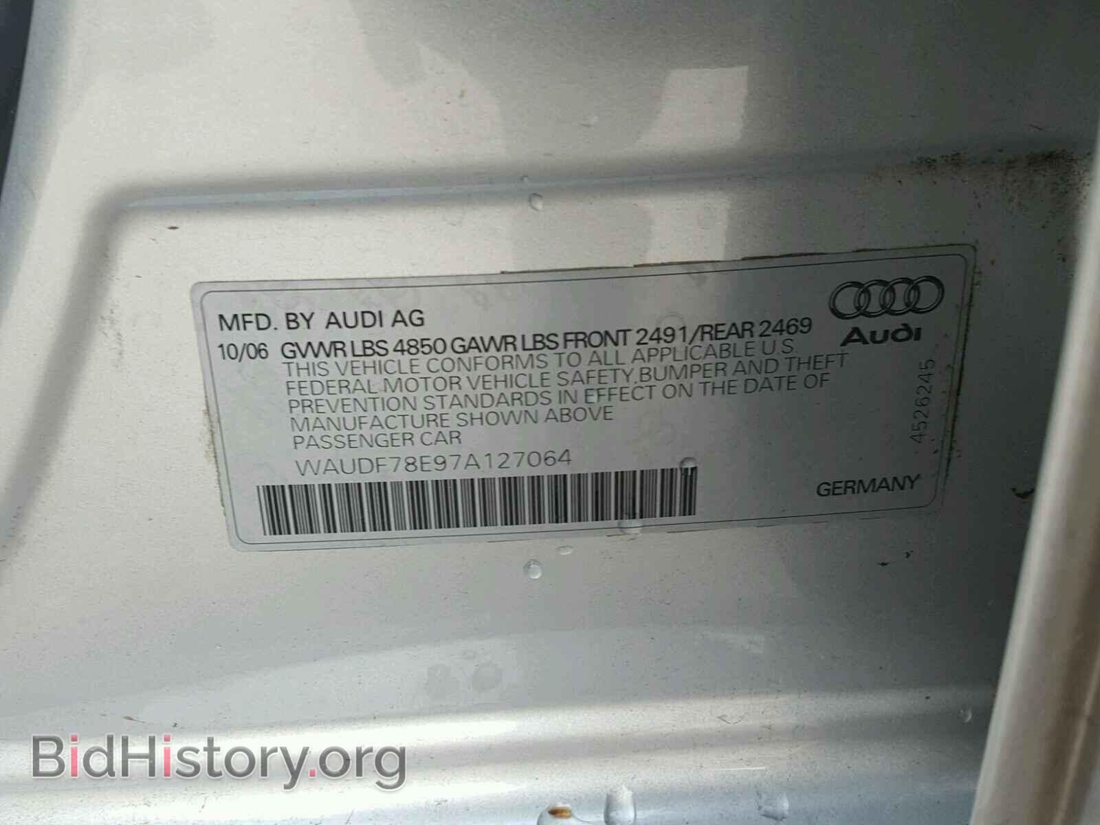 2007 AUDI A4 - VIN: WAUDF78E97A127064 - Фото 10