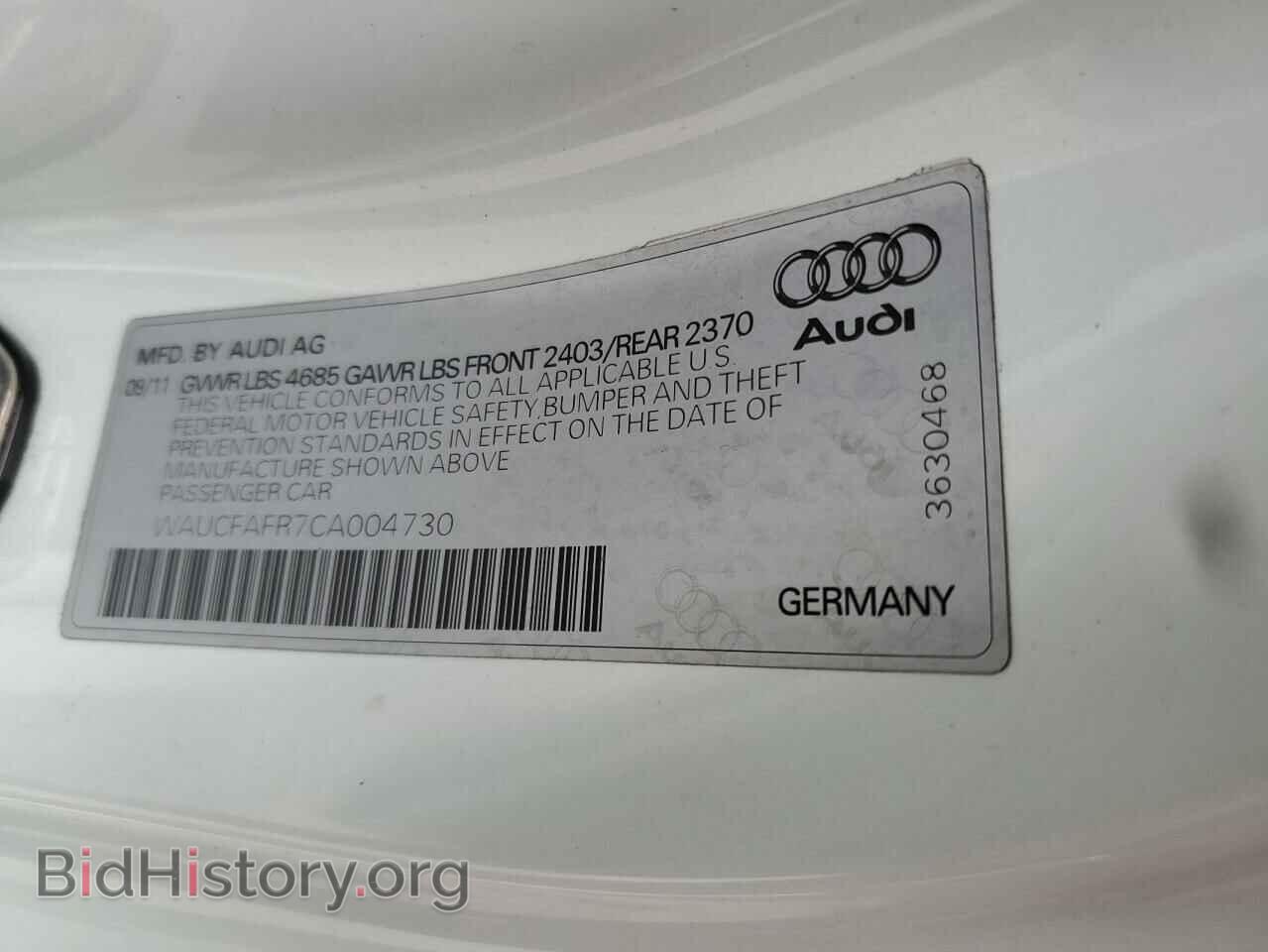 2012 AUDI A5 - VIN: WAUCFAFR7CA004730 - Фото 14