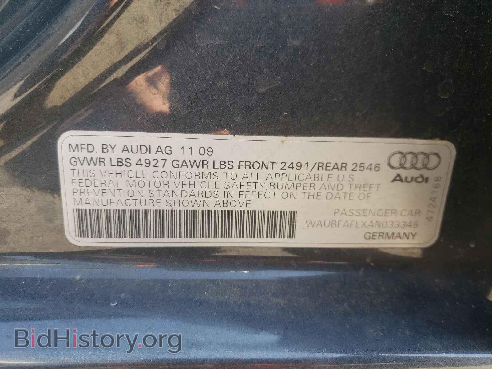 2010 AUDI A4 - VIN: WAUBFAFLXAN033345 - Фото 10