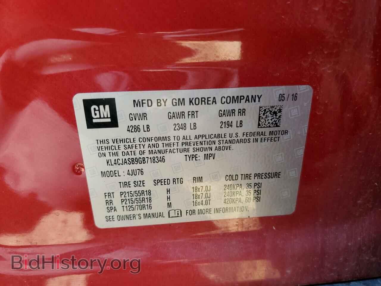 2016 BUICK ENCORE - VIN: KL4CJASB9GB718346 - Фото 10