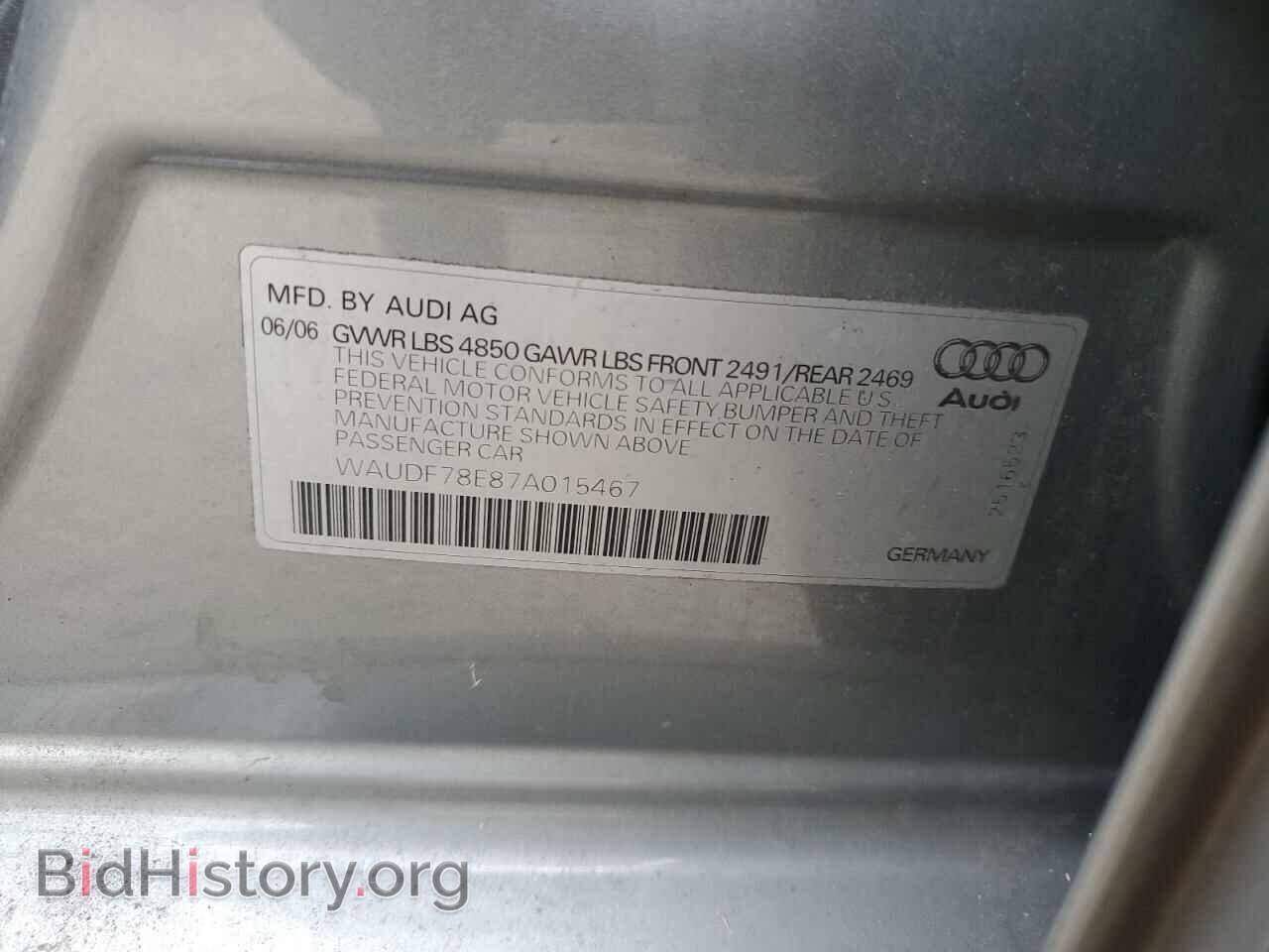 2007 AUDI A4 - VIN: WAUDF78E87A015467 - Фото 10
