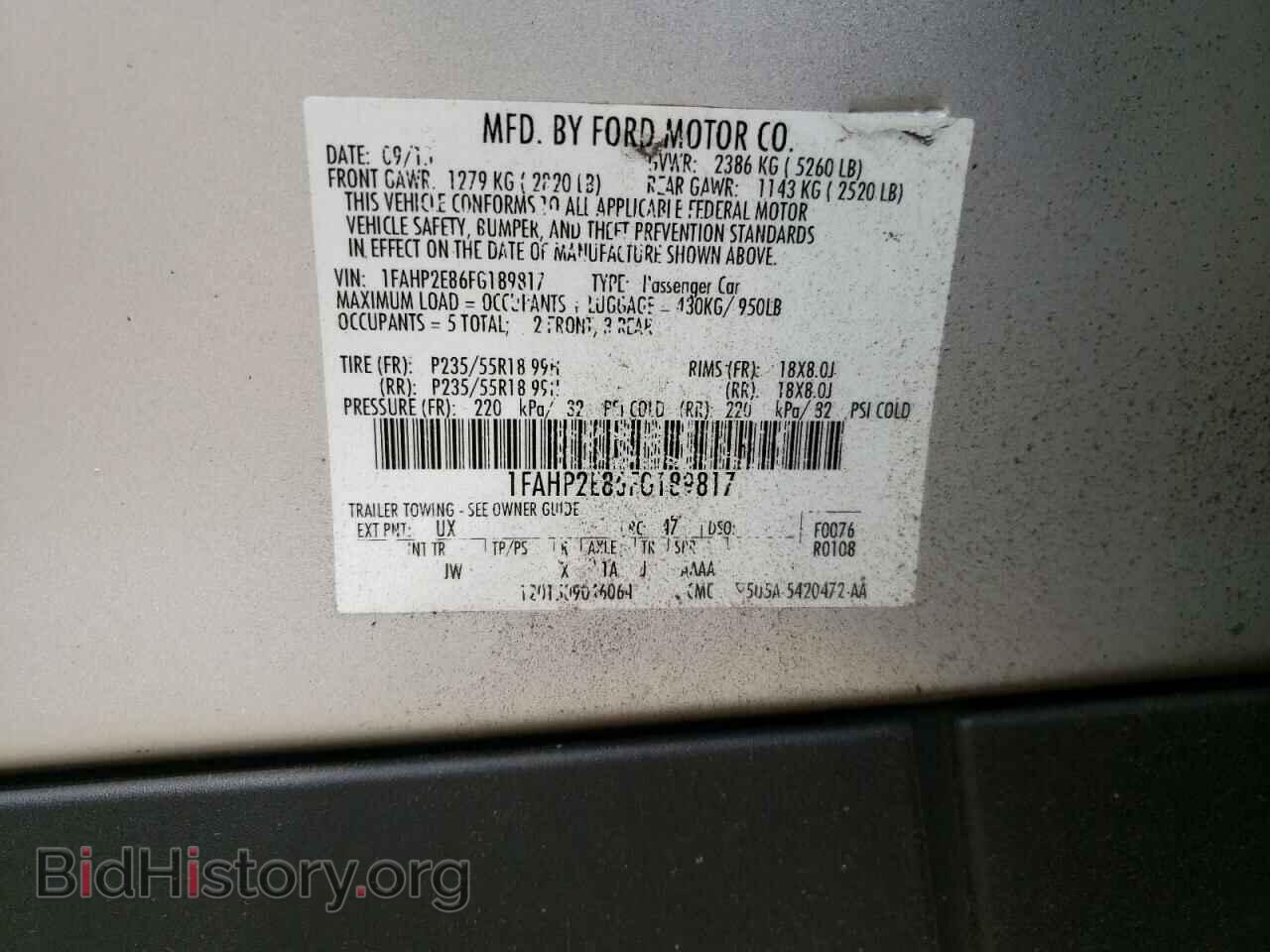 2015 FORD TAURUS - VIN: 1FAHP2E86FG189817 - Фото 10