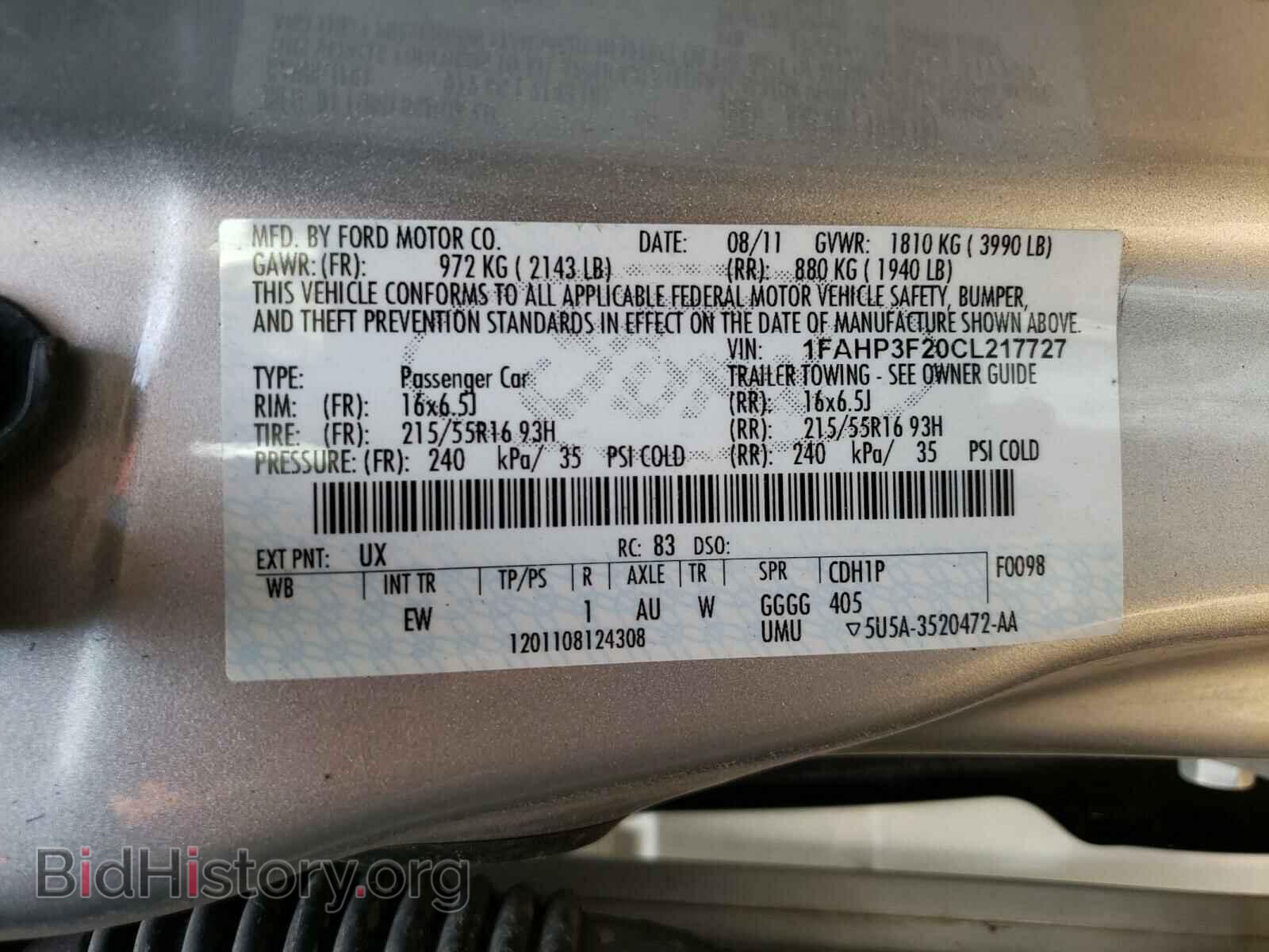 2012 FORD FOCUS - VIN: 1FAHP3F20CL217727 - Фото 10