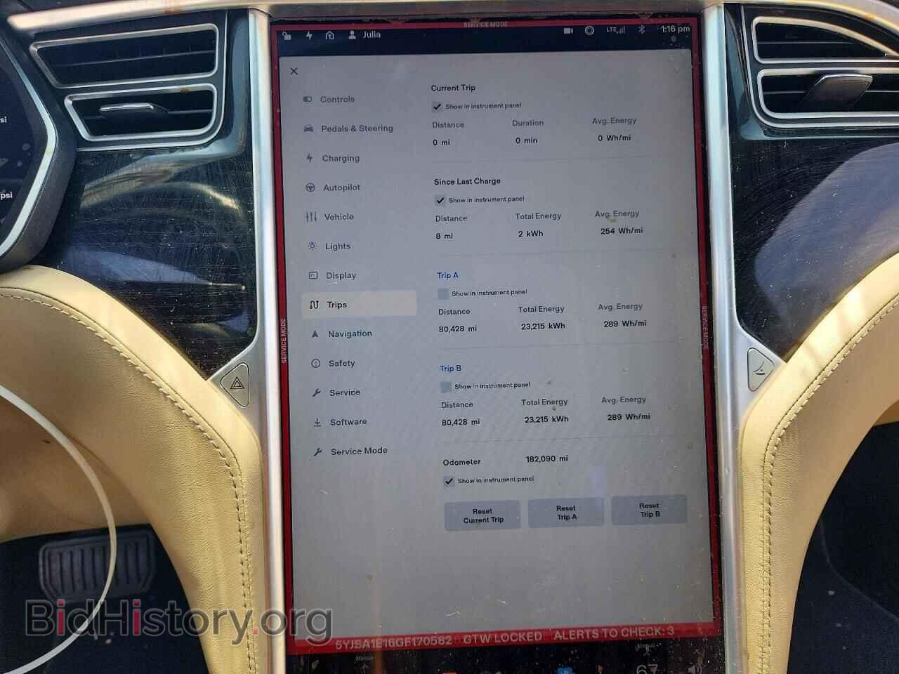 2016 TESLA MODEL S - VIN: 5YJSA1E16GF170582 - Photo 9