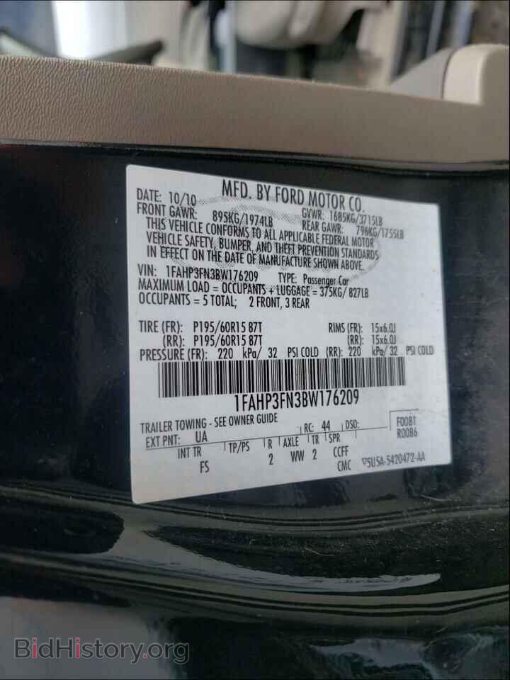 2011 FORD FOCUS - VIN: 1FAHP3FN3BW176209 - Фото 10