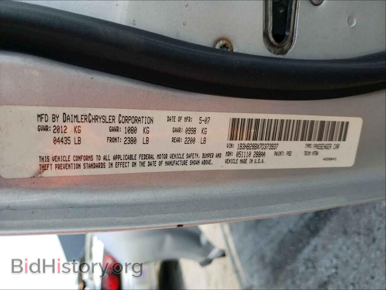 2007 DODGE CALIBER - VIN: 1B3HB28BX7D373937 - Photo 10
