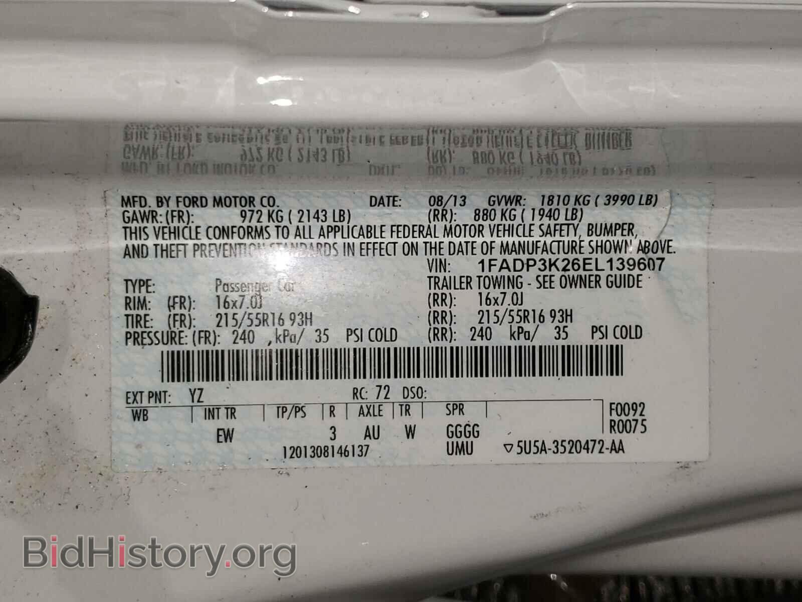 2014 FORD FOCUS - VIN: 1FADP3K26EL139607 - Фото 10