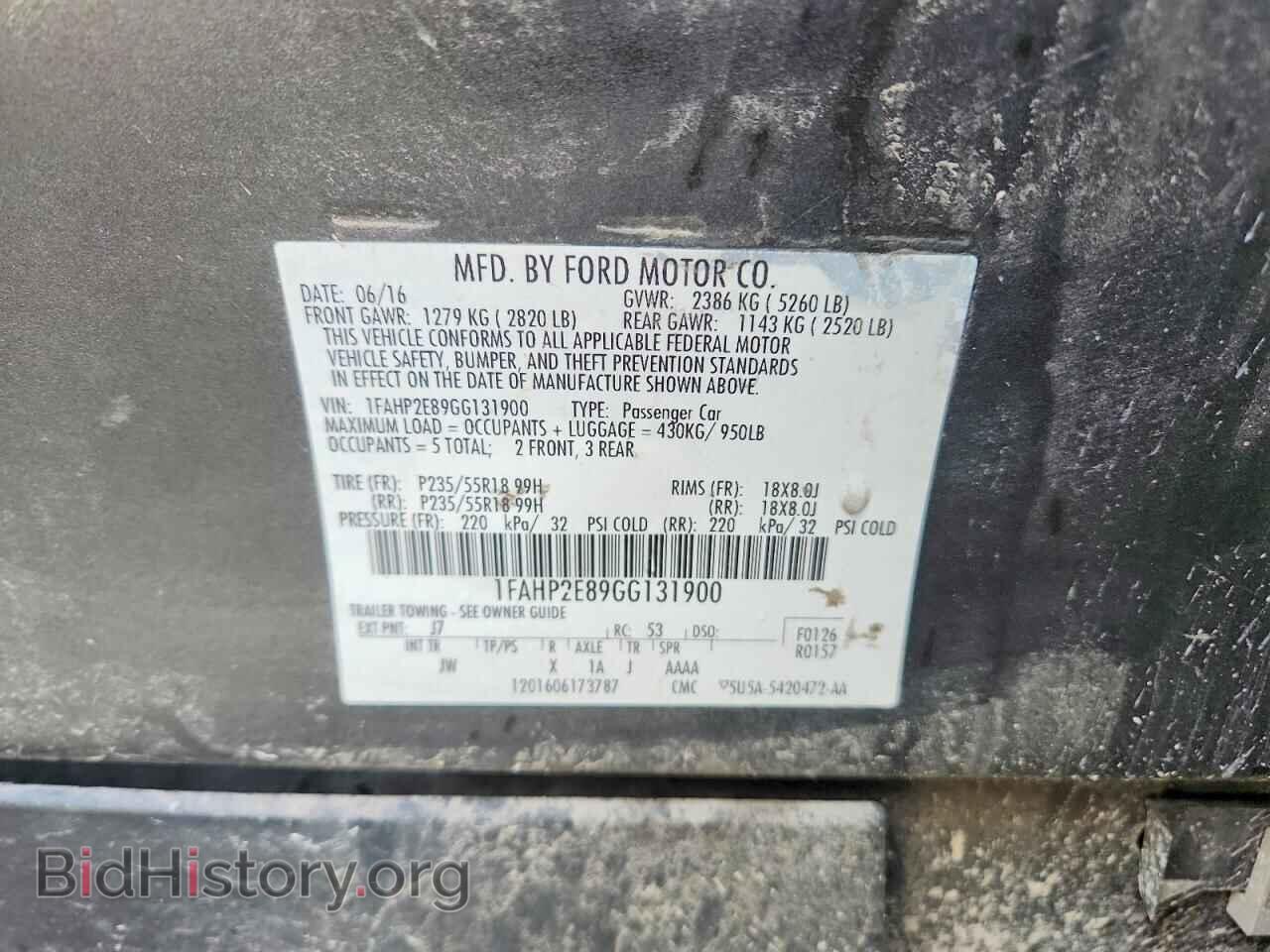 2016 FORD TAURUS - VIN: 1FAHP2E89GG131900 - Фото 12