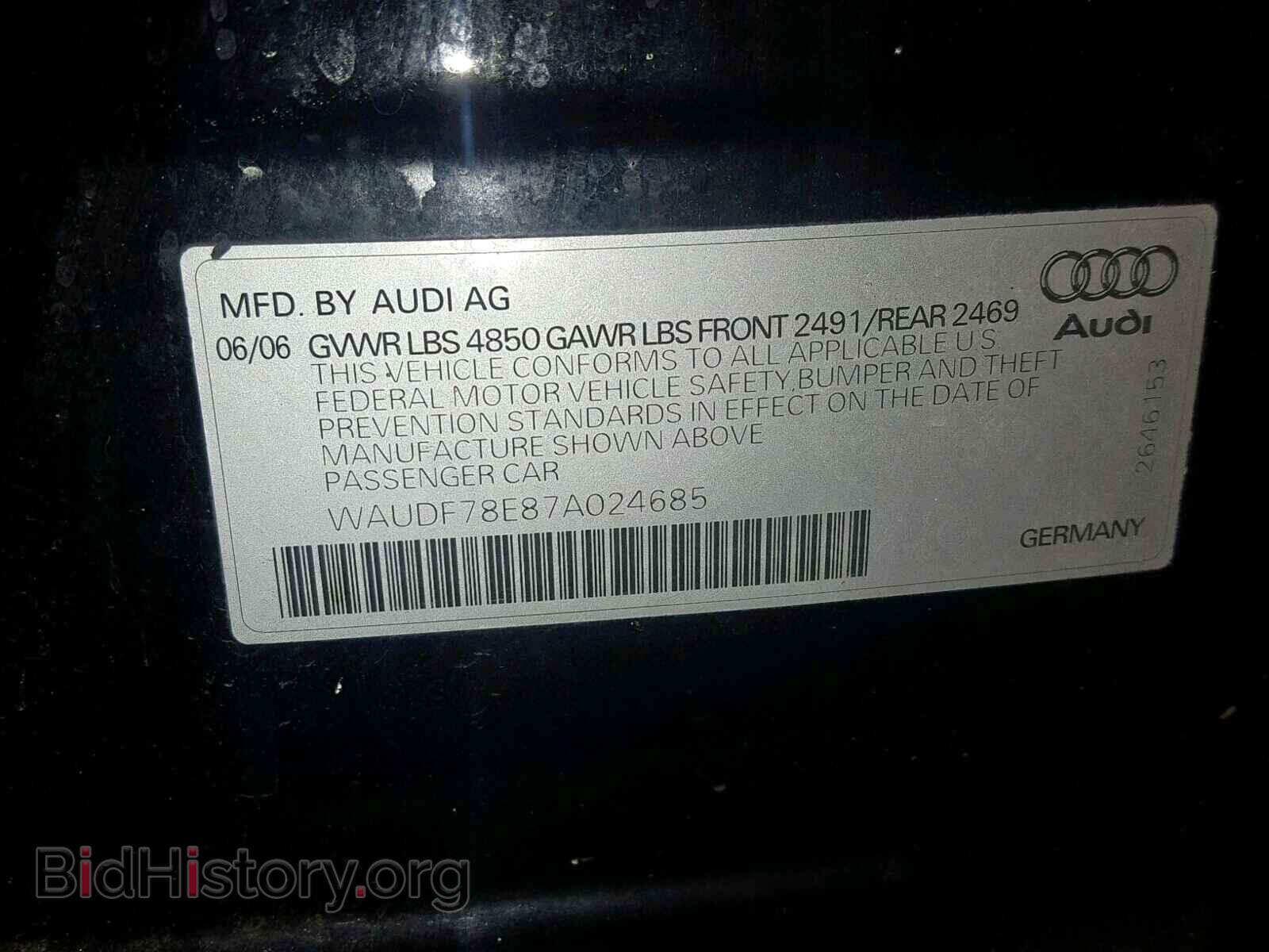 2007 AUDI A4 - VIN: WAUDF78E87A024685 - Фото 10