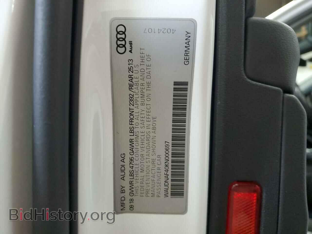 2019 AUDI A4 - VIN: WAUDNAF40KN000697 - Фото 12