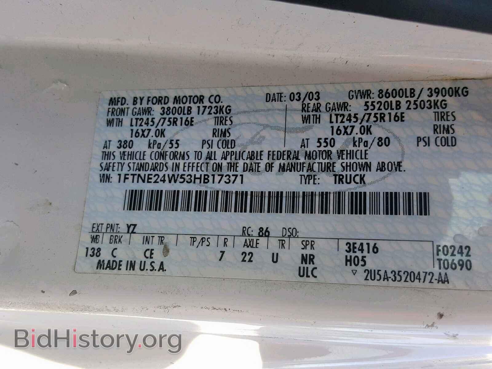 2003 FORD ECONOLINE - VIN: 1FTNE24W53HB17371 - Photo 10