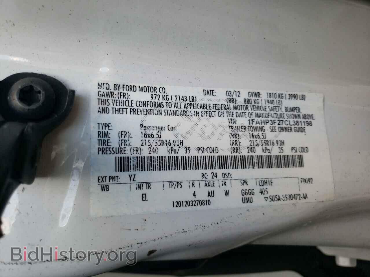 2012 FORD FOCUS - VIN: 1FAHP3F27CL381198 - Фото 10