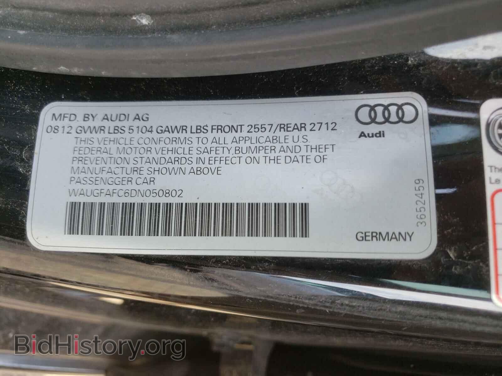 2013 AUDI A6 - VIN: WAUGFAFC6DN050802 - Фото 10