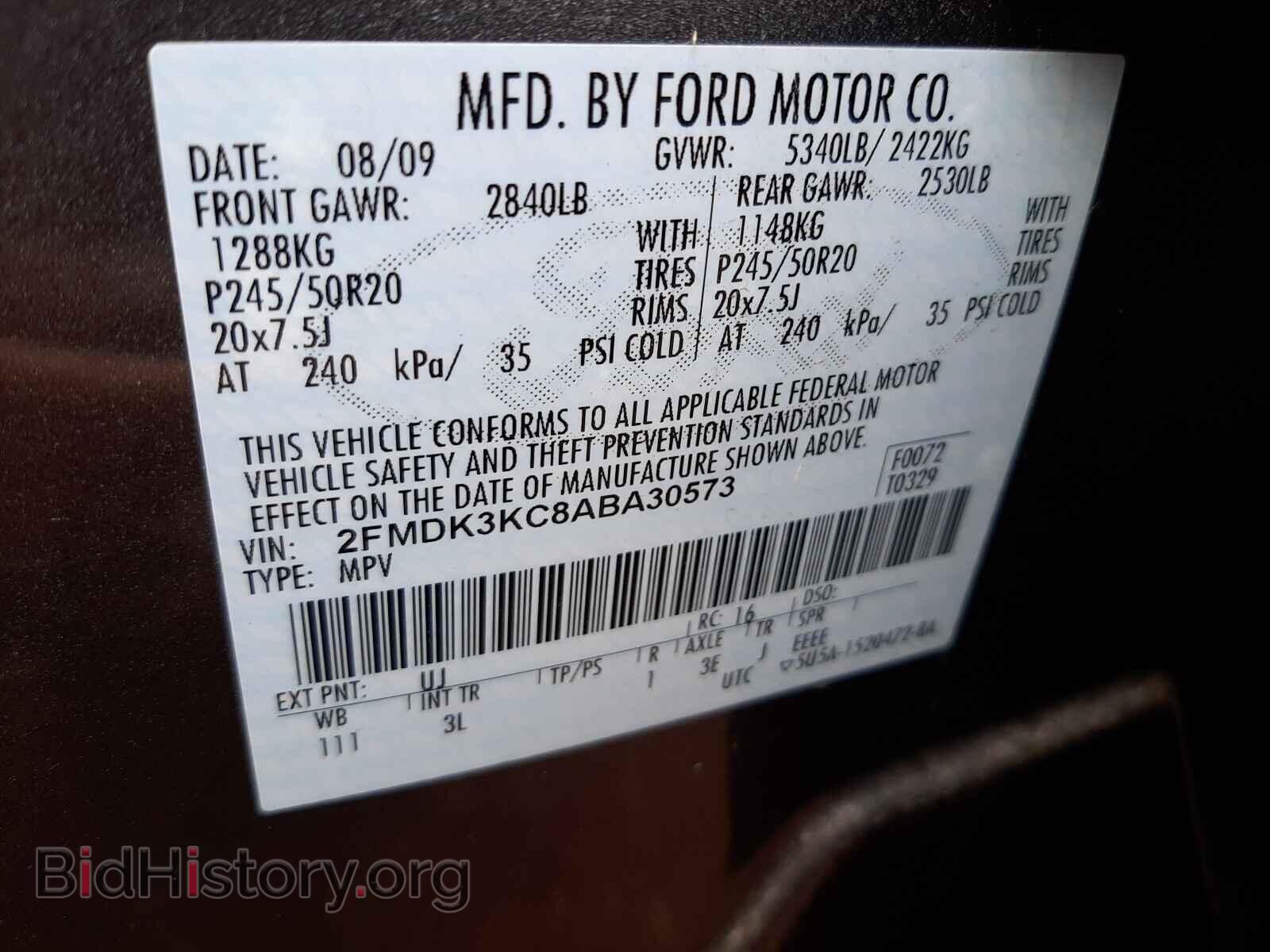 2010 FORD EDGE - VIN: 2FMDK3KC8ABA30573 - Фото 10