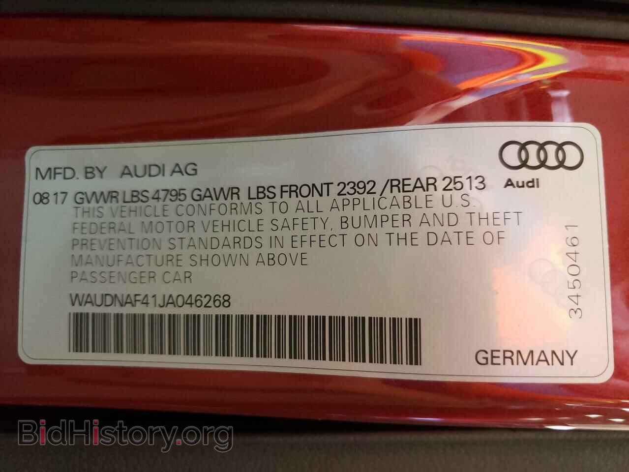 2018 AUDI A4 - VIN: WAUDNAF41JA046268 - Фото 10