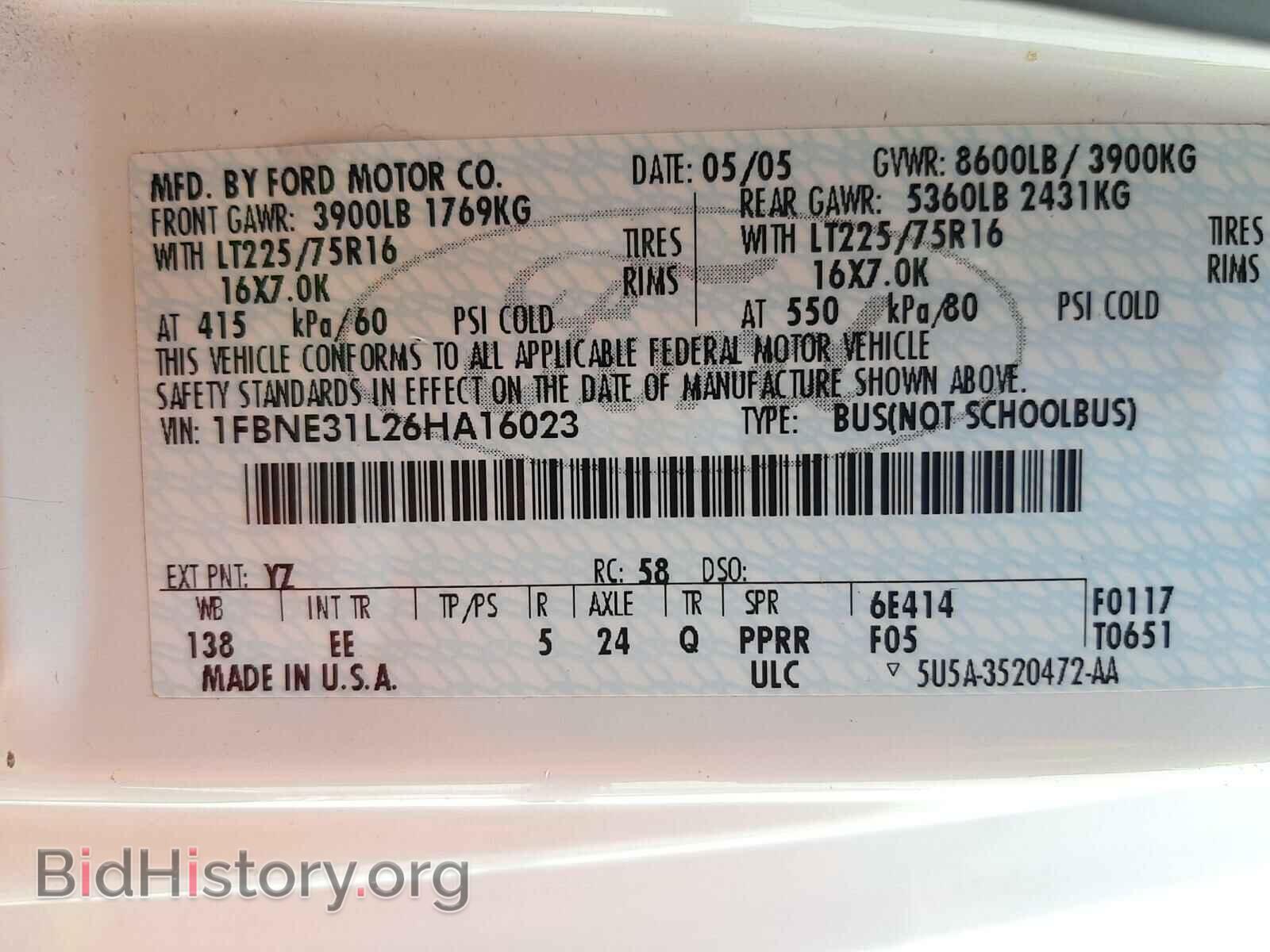 2006 FORD ECONOLINE - VIN: 1FBNE31L26HA16023 - Фото 10