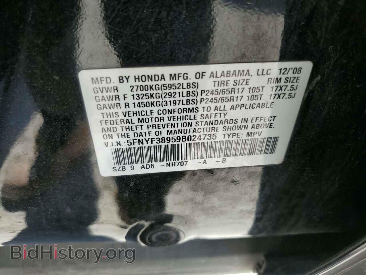 2009 HONDA PILOT - VIN: 5FNYF38959B024735 - Фото 10