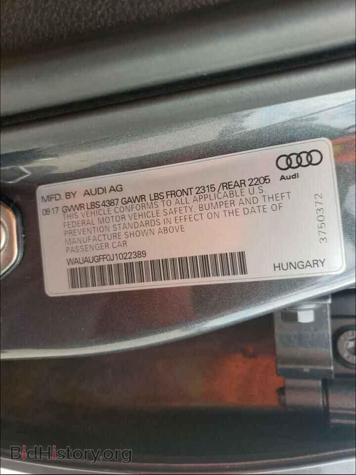 2018 AUDI A3 - VIN: WAUAUGFF0J1022389 - Фото 10