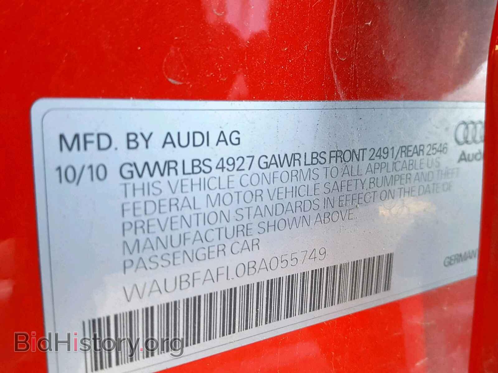 2011 AUDI A4 - VIN: WAUBFAFL0BA055749 - Photo 10